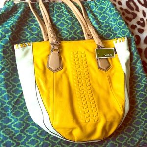 orYANY Pebble Yellow/Cream Leather Shoulder Purse